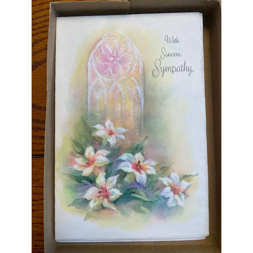 11 Vintage 1950s Greeting Cards Envelopes Original Box Glitter Unused MCM